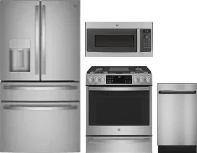 4 Piece Package Includes Refrigerator, Range, Microwave And Dishwasher